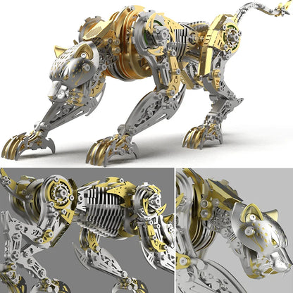 Punk DIY Mechanical Metal Assembly 3D Animal Cheetah Leopard Stainless Steel Puzzle Model Kit for Adults and Boy Toy Gifts