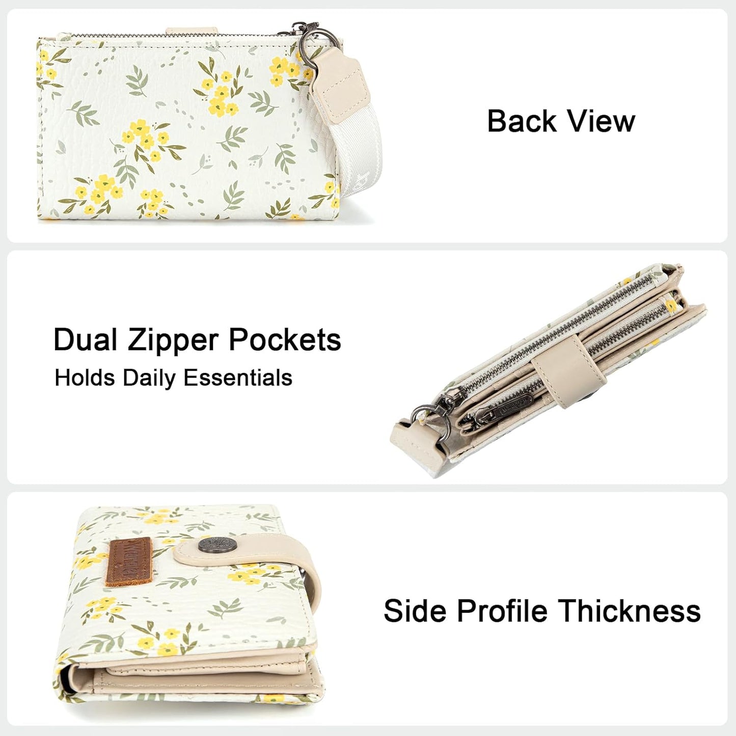 X Wrangler Small Wallet Women, Wristlet Rfid Blocking Wallets Large Capacity Bifold Wallet with Coin Pocket