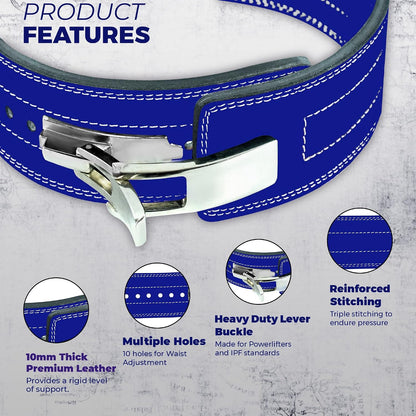 Flexz Fitness Lever Weight Lifting Belt Leather - 10MM 13MM Powerlifting Gym Belts for Men & Women - Lower Back Support for Weightlifting Deadlifts Squats Heavy Duty IPF Bodybuilding