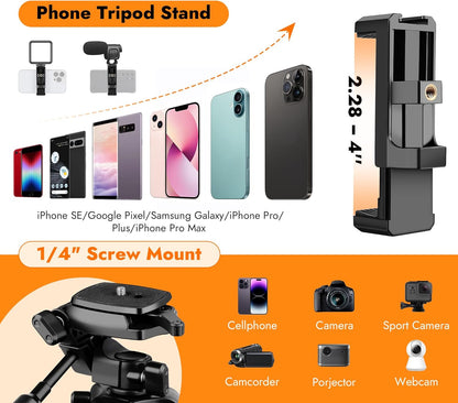 Phone Tripod Stand - 67" Aluminum Extendable Tripod with Remote, Portable Tripods for Iphone Photos Selfie & Video, Compatible with Iphone DSLR Camera Projector