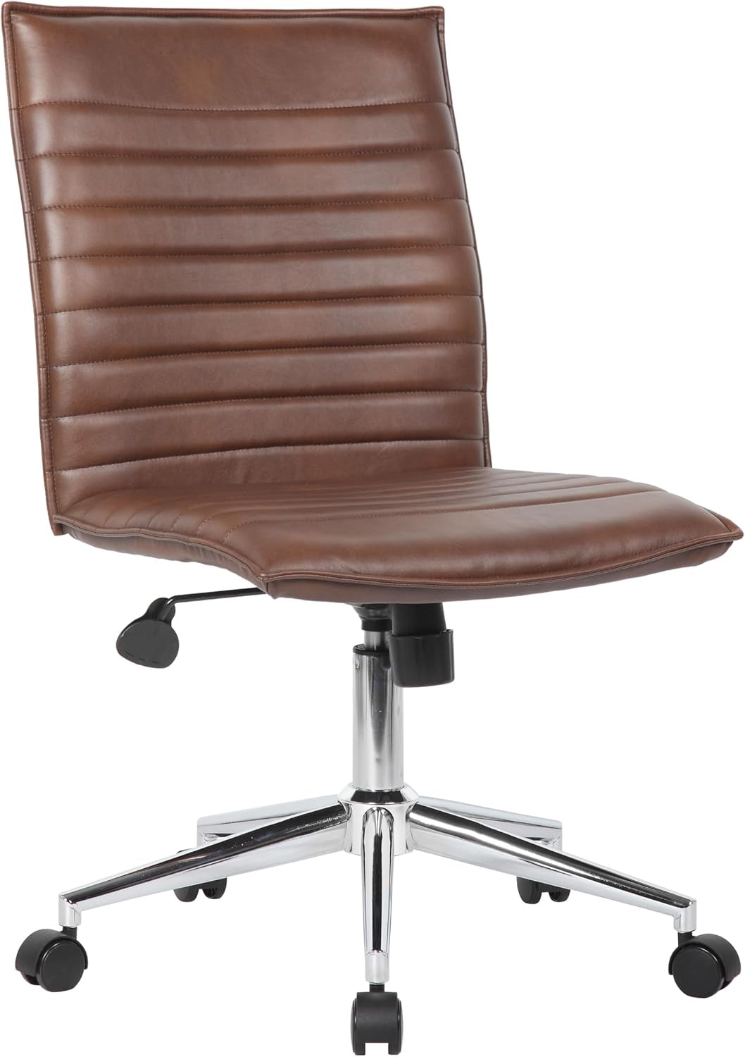 Modern Vinyl Armless Hospitality Office Chair, Brown