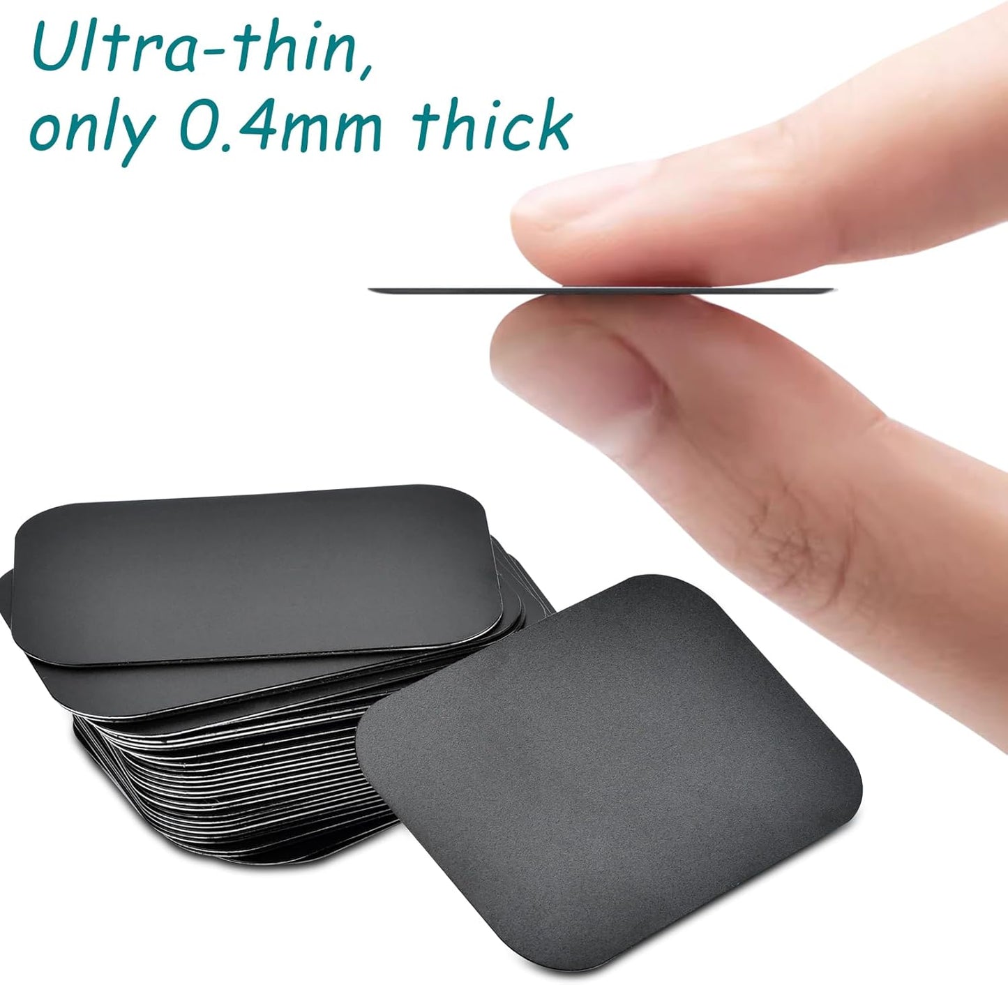 Mount Metal Plate with Adhesive for Magnetic Phone Car Mount Holder, 20 Pack Universal Replacement Metal Plates Black Rectangular Iron Stickers Steel Sheets Compatible with Magnetic Mounts, 75X55 Mm