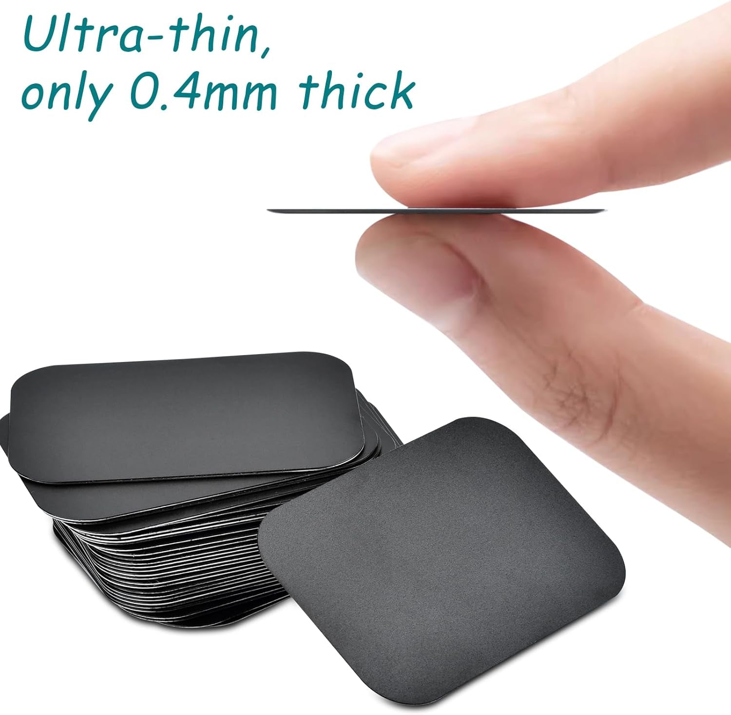 Mount Metal Plate with Adhesive for Magnetic Phone Car Mount Holder, 20 Pack Universal Replacement Metal Plates Black Rectangular Iron Stickers Steel Sheets Compatible with Magnetic Mounts, 75X55 Mm