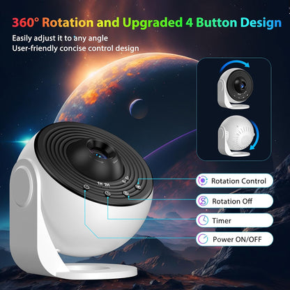 Galaxy Projector for Bedroom Pro Version, Upgraded Film Disc Star Projector for Kid 12 in 1 Planetarium Projector HD Image Adjustable Knob 360° Rotating 1/2H Timer Simple 4-Button Control