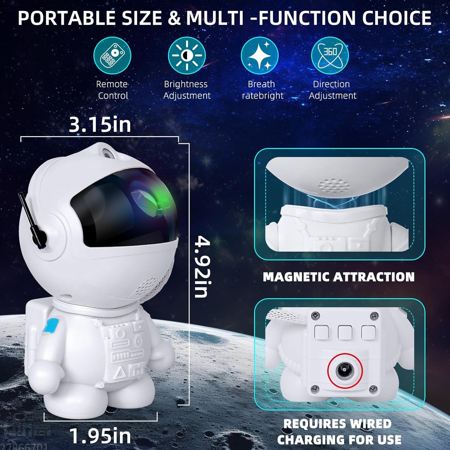 Astronaut Galaxy Projector with Nebula, Star Projector Ceiling LED Lamp with 8 Modes Astronaut Starry Night Light with Remote Kids Projector Gift for Boys Adults for Bedroom, Birthdays