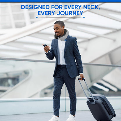 W.S. Sells Travel Neck Pillows for Airplanes - Pure Memory Foam with Ergonomic Design & Breathable Fabric - Travel Pillows for Airplanes & Cars - Set of Travel Essentials with Sleep Mask & Ear Plugs