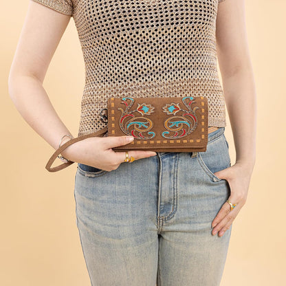 Wallet for Women Wristlet Wallet Ladies Felame Large Capacity Clutch Wallets MW1348-W002BR