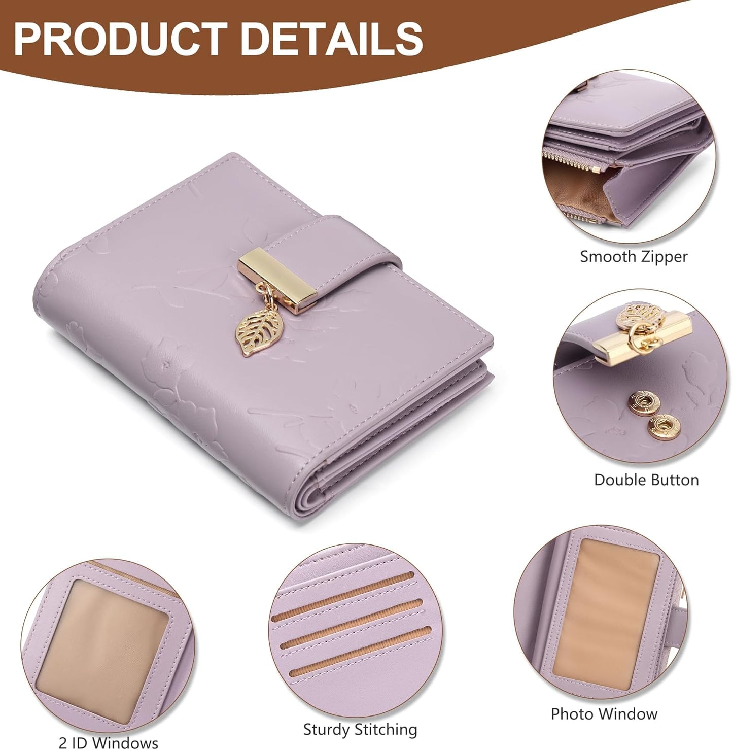 Small Wallet Women RFID Blocking Leather Bifold Wallet Credit Card Holder for Women Ladies Compact Wallet Mini Purse with Zipper Pocket