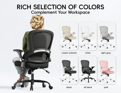 Office Chair - Ergonomic Office Chair with Back Support, Home Office Desk Chairs, 330Lbs Wide Seat Big and Tall Office Chairs, Comfy Desk Chair for Work, Study, Office, Gaming (Black)