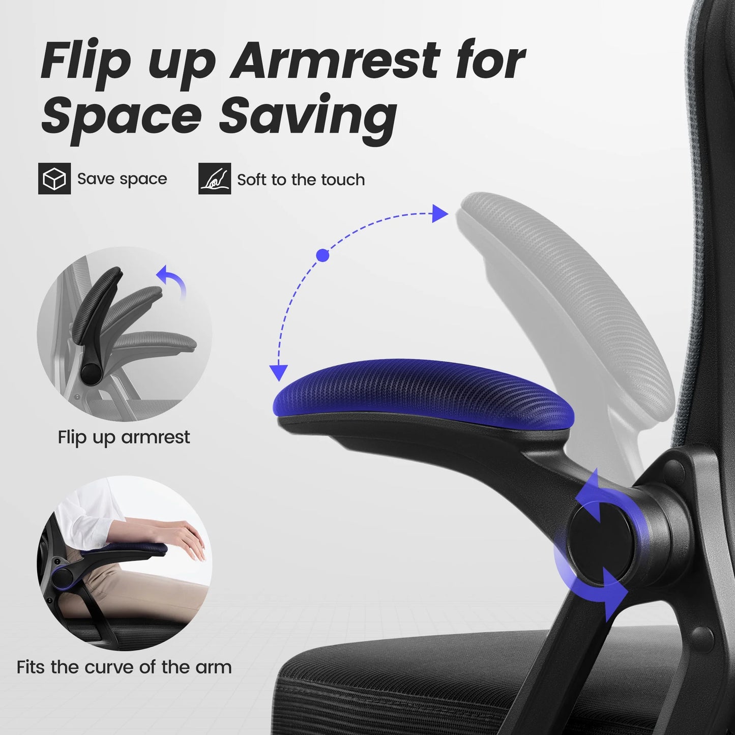 Ergonomic Office Chair, High Back Mesh Office Desk Chair with Headrest 500LBS, Executive Office Chair with Adjustable Aremrest, Home Office Swivel Desk Chair for Home Office, Black