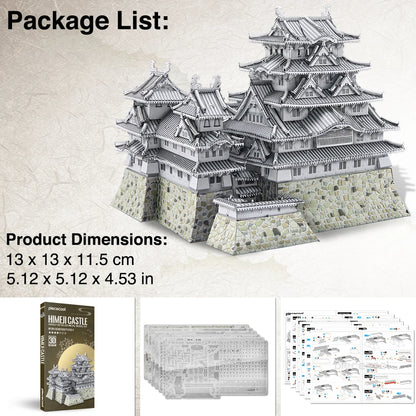3D Metal Puzzles Himeji-Jo Castle Assembly Model Kits DIY Jigsaw Toys for Adult Gifts and Home Decoration