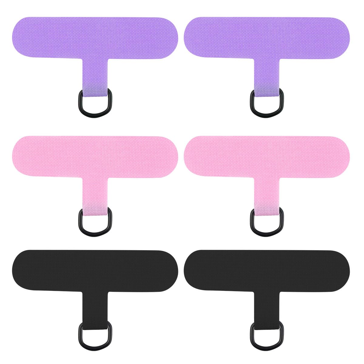 6 Pack Phone Lanyard Patch Pad Phone Tether Tab Cell Phone Lanyard Patches Phone Patch for Strap Universal Phone Tether Tabs Safety Phone Lanyard Replacement Part without Adhesive (Purple Pink Black)