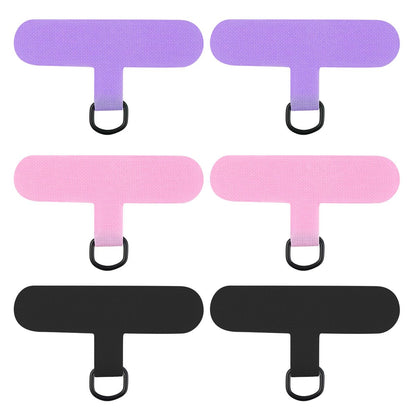 6 Pack Phone Lanyard Patch Pad Phone Tether Tab Cell Phone Lanyard Patches Phone Patch for Strap Universal Phone Tether Tabs Safety Phone Lanyard Replacement Part without Adhesive (Purple Pink Black)