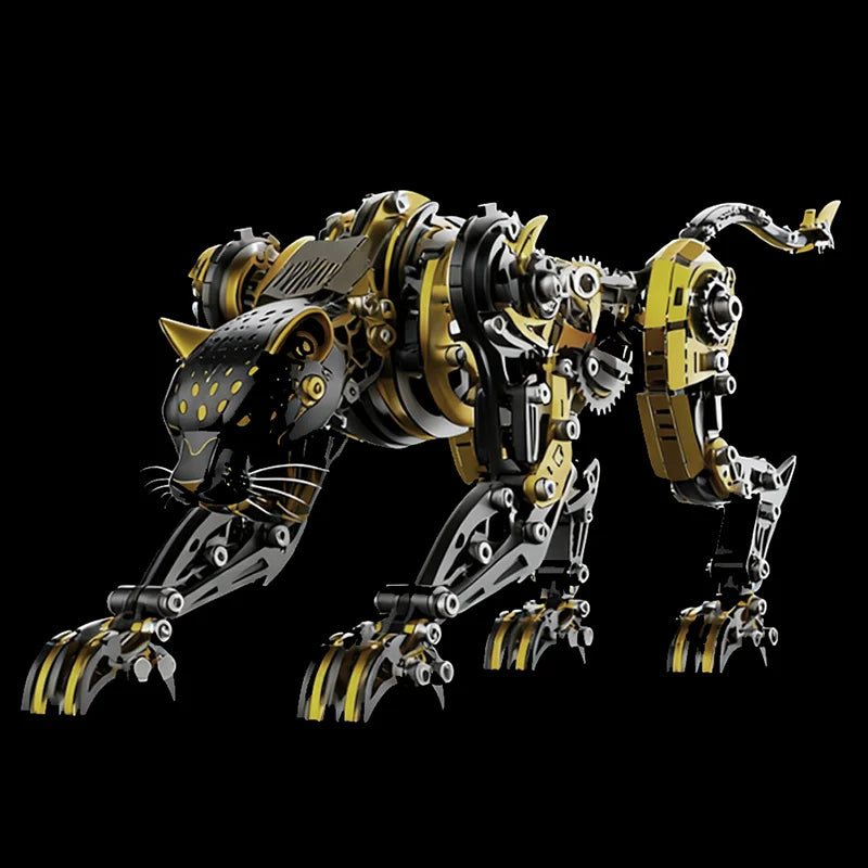 Punk DIY Mechanical Metal Assembly 3D Animal Cheetah Leopard Stainless Steel Puzzle Model Kit for Adults and Boy Toy Gifts