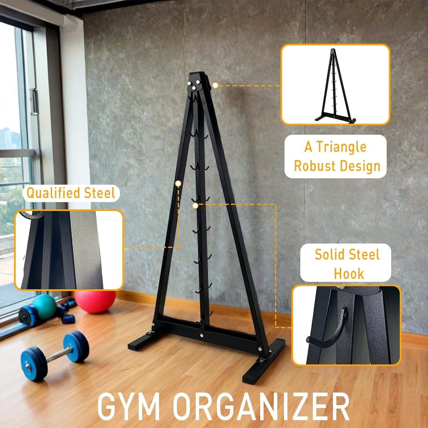 Lat Pull down Bar Gym Accessory Rack, Lat Pulldown Attachments Cable Attachment Storage Rack for Mag Grip - Home Gym Fitness Heavy Duty A-Frame Stand