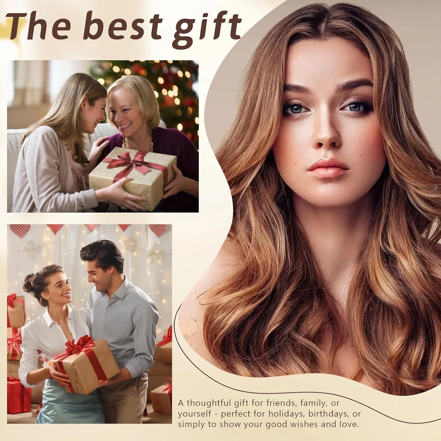 Curling Tie New Hair Curlers to Sleep In, Heatless Curls Overnight Headband, Soft Ribbon Wrap for Long Hair, Perfect Natural Curls Bouncy Curls Hairstyle Hair Suitable for All Hairs Types(Brown)