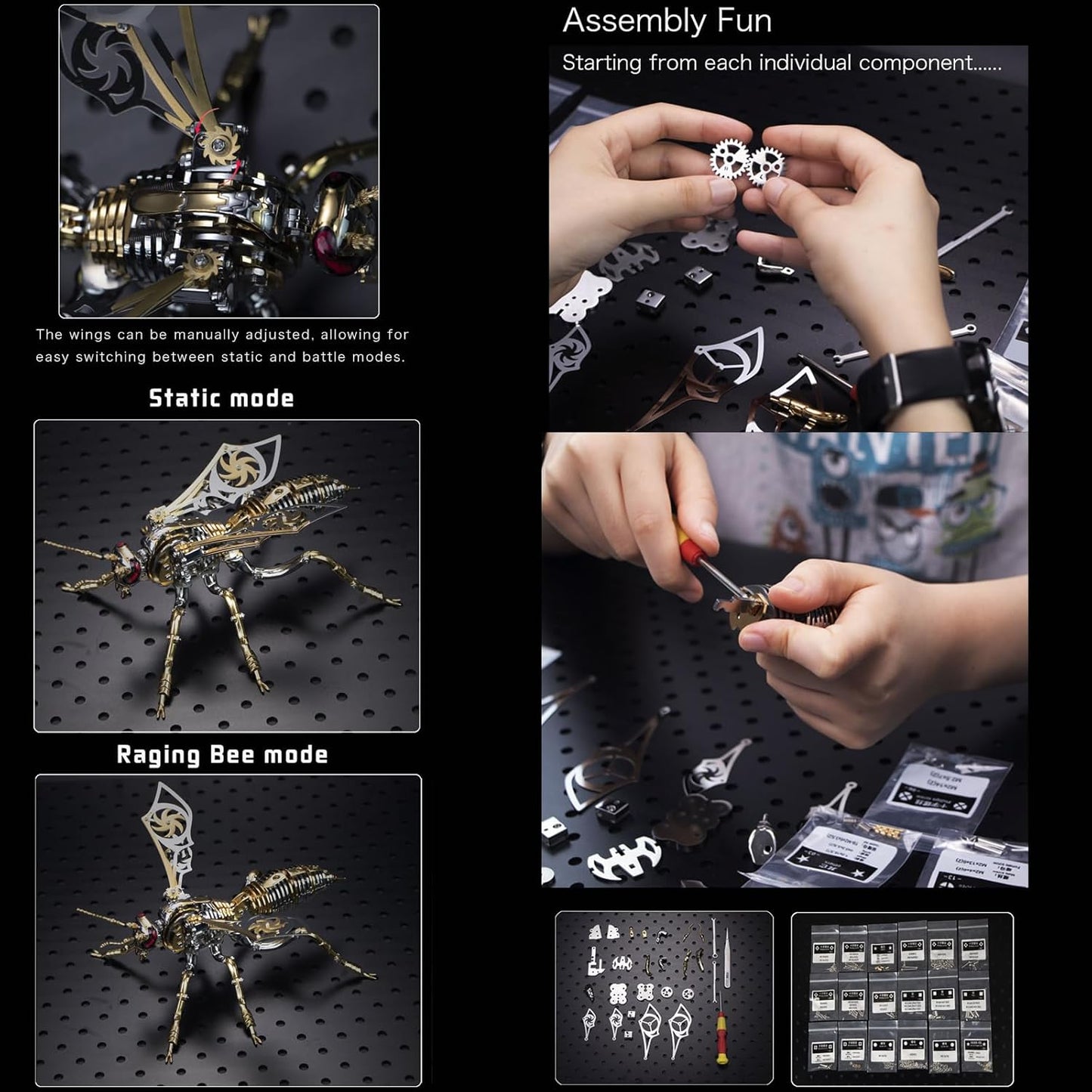 3D Metal Puzzles for Adults Mechanical Wasp Model Kits Building Blocks the Northern Giant Hornet Difficult DIY Assembly for Men