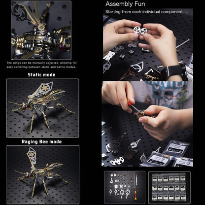 3D Metal Puzzles for Adults Mechanical Wasp Model Kits Building Blocks the Northern Giant Hornet Difficult DIY Assembly for Men