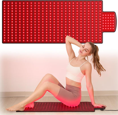 Extra Large Red Light Therapy Mat, High-Density Leds Full Body Red Light Therapy, 660Nm & 850Nm Dual Wavelengths, Foldable Red Light Therapy Blanket with Timer, 40" X 16.5"