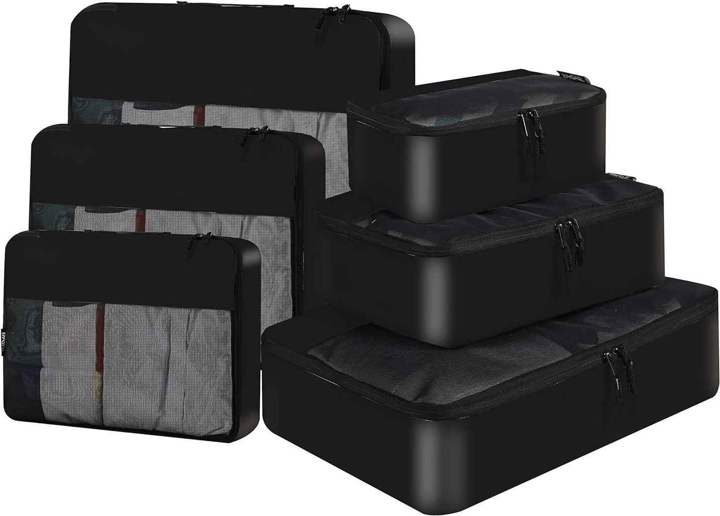 6 Set / 8 Set Packing Cubes Luggage Packing Organizers for Travel Accessories (6 Set Black)