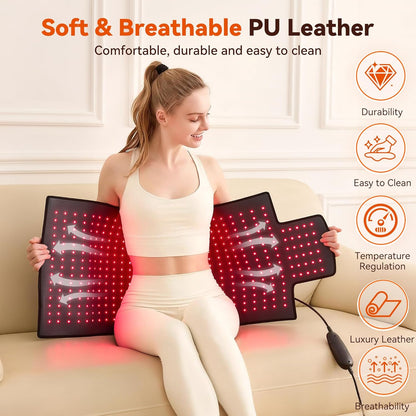 Extra Large Red Light Therapy Mat, High-Density Leds Full Body Red Light Therapy, 660Nm & 850Nm Dual Wavelengths, Foldable Red Light Therapy Blanket with Timer, 40" X 16.5"