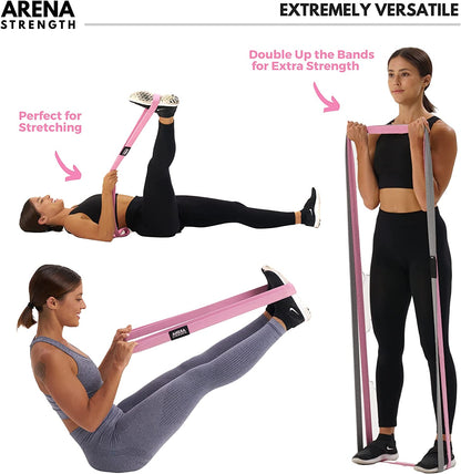 Long Fabric Full Body Resistance Bands Set of 4 and Pull up Assistance Bands | Cloth Resistance Bands Loop with Fabric Exercise Resistance Bands Workout Guide
