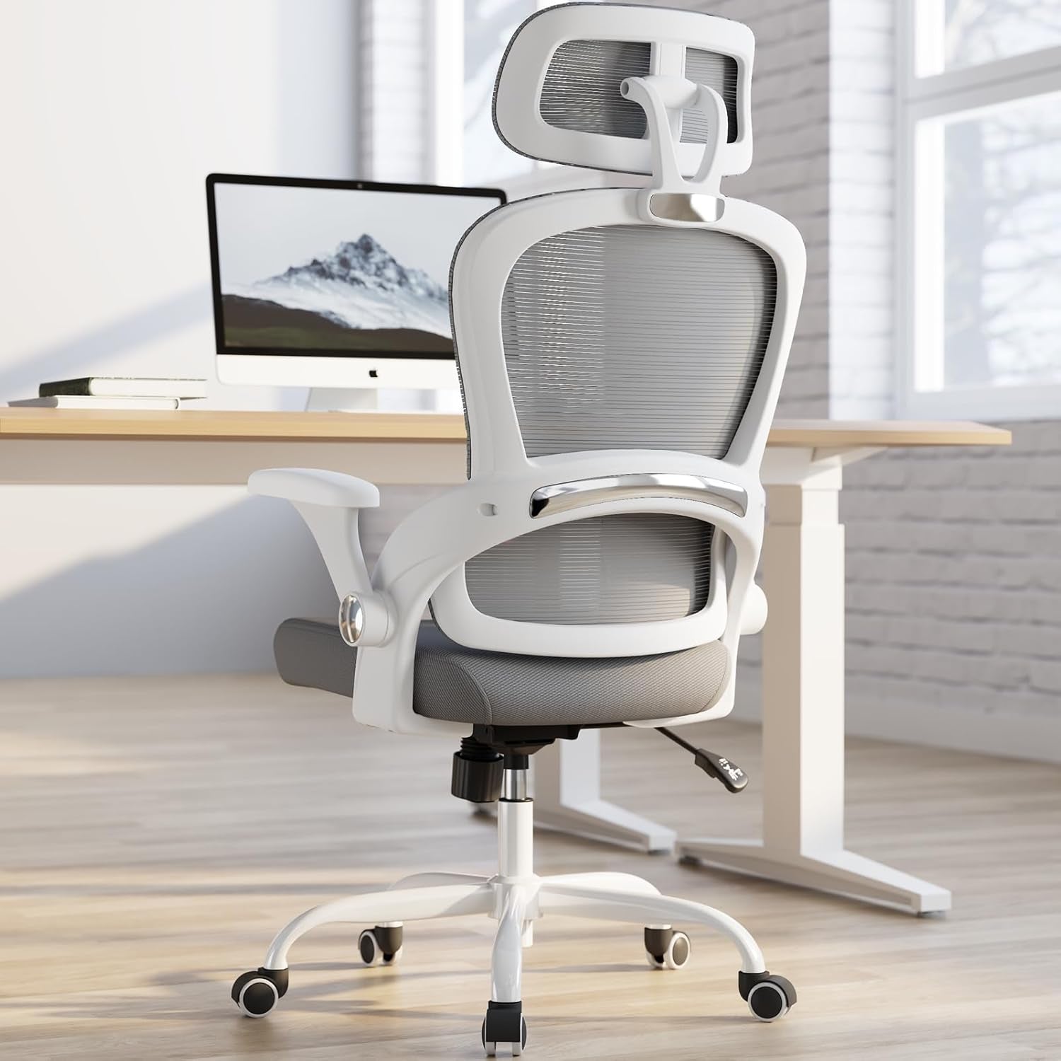 Office Chair - Ergonomic Office Chair with Back Support, Computer Chair - Home Office Desk Chairs, 330Lbs Wide Seat Big and Tall Office Chairs with Headrest, Comfy Desk Chairs (Grey)