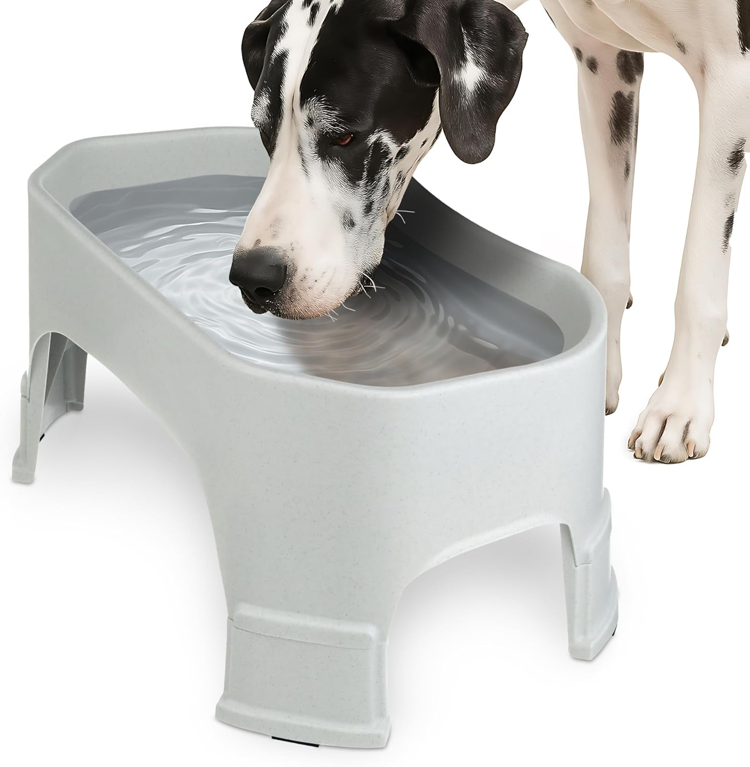 Extra Large Water Bowl for Dogs, Elevated Outdoor Dog Water Bowl (2.25 Gallon XL Capacity), Big Trough Style Food Dish for Indoors or Outside, No Spill Large Dog Bowls, Vanilla Bean
