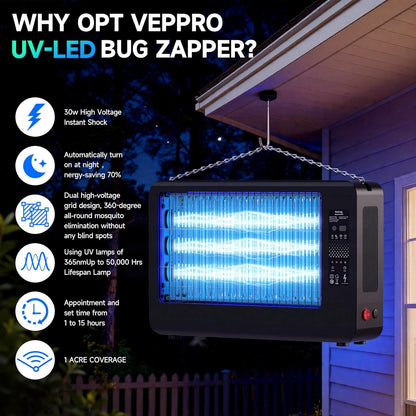2026 Powerful 30W AI Display Smart Sensing Counting Mosquito Killer Lamp for Indoor Use, Insect Killer, ABS Plastic Outer Shell, for Mosquito, Fungus Gnats, Asian Beetles, Moths, Flying Pests （Black