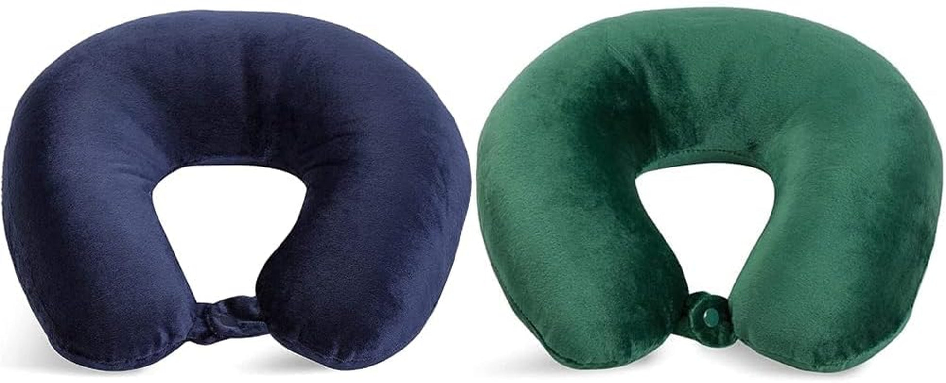 Adult Cozy Soft Microfiber Neck Pillow Travel Bundle, Navy and Hunter Green
