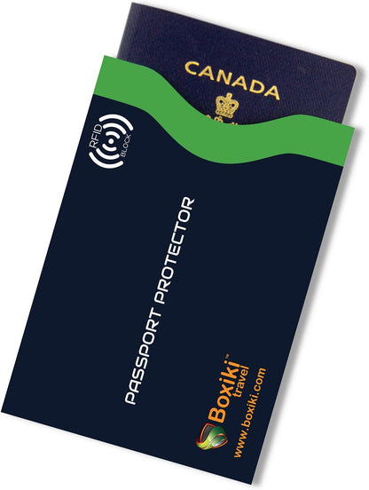 7-Piece RFID Passport Holder & Card Sleeves – Block Electronic Theft for Credit Cards, Ids, and Passports – Perfect for Men & Women (Navy Blue)