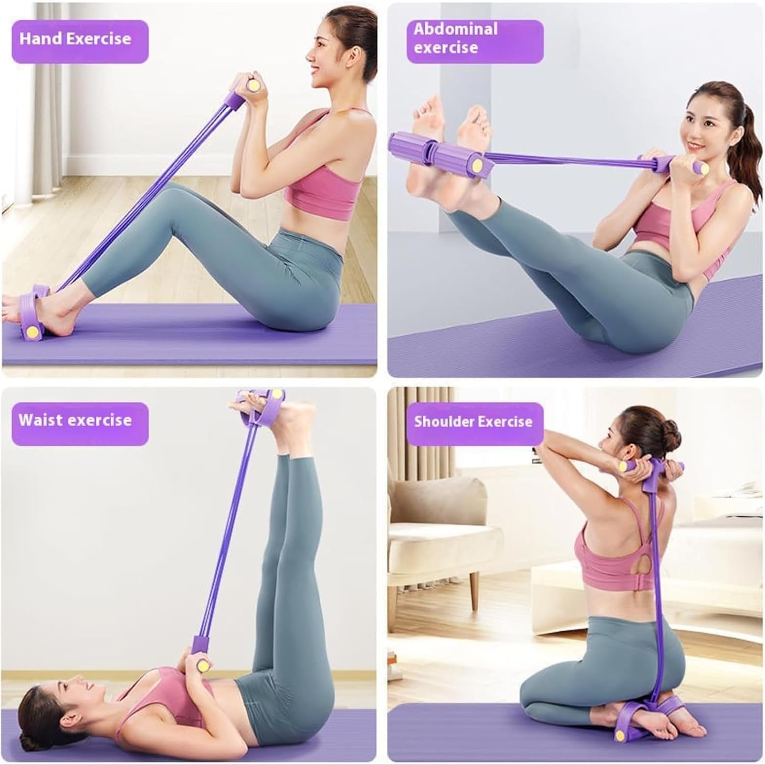 Pedal Resistance Bands with Handles, 21 Fitness Resistance Bands-6 Tube, Resistance Bands with Handles Pedal, Stretch Bands for Exercise Sit up Exercise Equipment AB Workout Equipment for Women Men