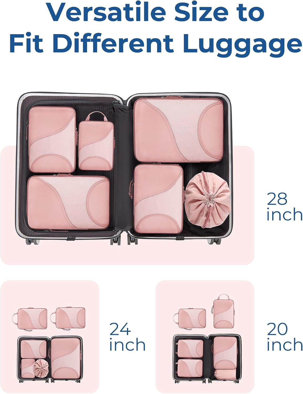 Compression Packing Cubes - 6 Set Travel Packing Cubes for Suitcases, Compression Suitcase Organizers with Shoe Bag