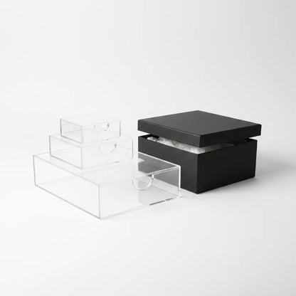 Acrylic Clear Drawer Organizer Set | Cosmetic Storage Box for Vanity, Desk & Office