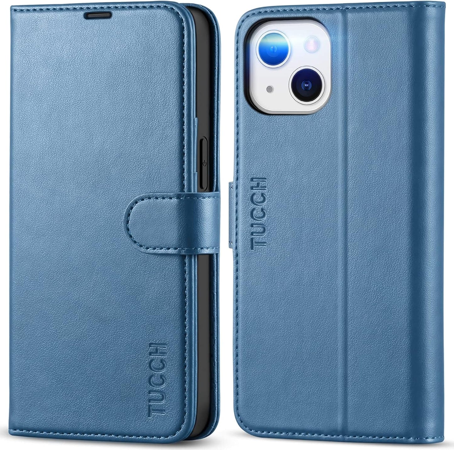 Wallet Case for Iphone 13 5G, RFID Blocking Card Slot Holder [TPU Interior Protective Case], Magnetic Folio PU Leather Stand Flip Cover Compatible with Iphone 13 6.1" 2021, Lake Blue
