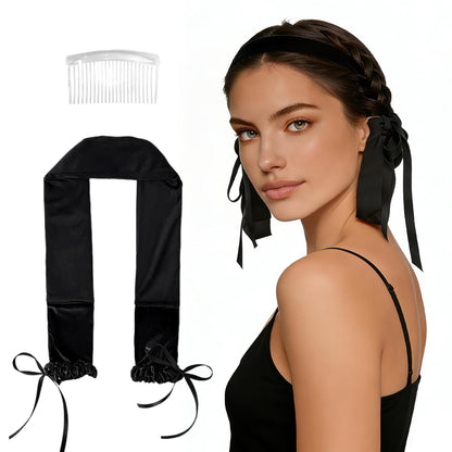 Curling Tie New Hair Curlers to Sleep In, Heatless Curls Overnight Headband, Soft Ribbon Wrap for Long Hair, Perfect Natural Curls Bouncy Curls Hairstyle Hair Suitable for All Hairs Types (Black)