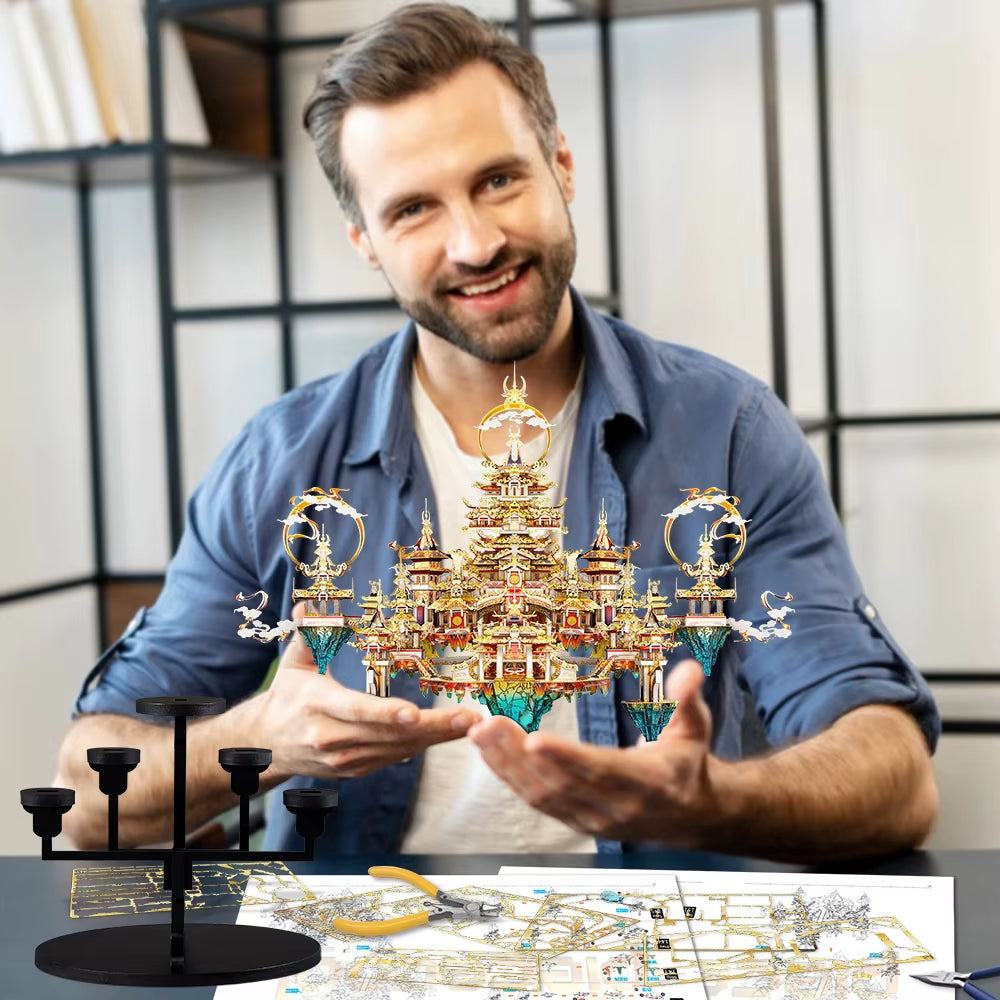 3D Metal Puzzle Lingxiao Palace Assembly Model Kits for Adult Jigsaw DIY Set for Brain Teaser Home Decoration