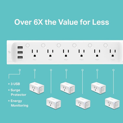 Plug Power Strip HS300 and Smart Plug HS103P4 Bundle | Control Home Appliances from Anywhere