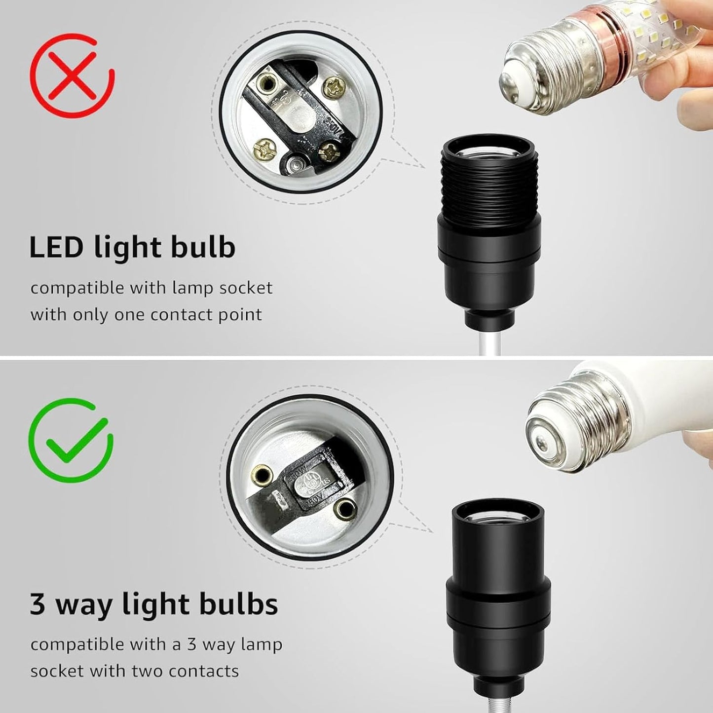 3Way Bulb Red Light Bulbs, 660Nm Red Light Bulb, E26 A19 3Way Bulb 5/10/15W, 3Way LED Bulb for Sleep, Reading, Desk Lamps, Floor Lamps, 2Packs