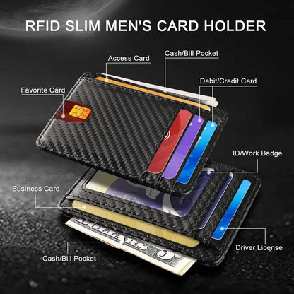 Slim RFID Wallets for Men Women, Minimalist Thin Front Pocket RFID Blocking Leather Wallets for Travel Work
