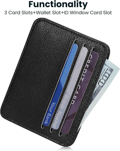 Credit Card Holder for Women Minimalist Wallet, RFID Blocking Wallets Card Cases, Small Wallets with ID Window for Women Men, Black