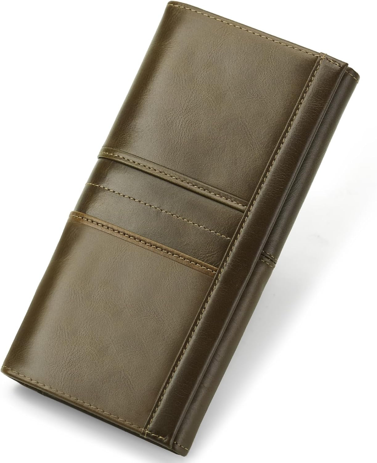 RFID Blocking Wallets for Women Leather Long Ladies Wallet Bifold Womens Wallet with Coin Pocket ID Window,Darkgreen