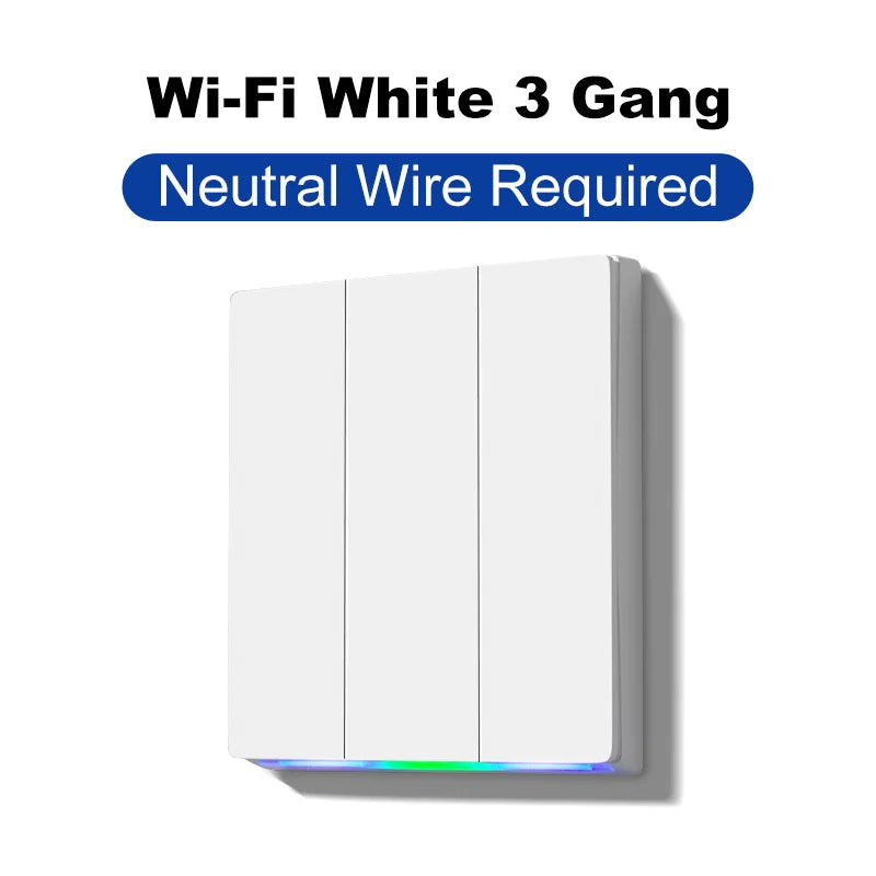 Tuya Smart Zigbee Wall Switch Wifi Smart Button Light Switch 1/2/3/4 Gang No Capacitor Needed Works with Alexa Hey Google