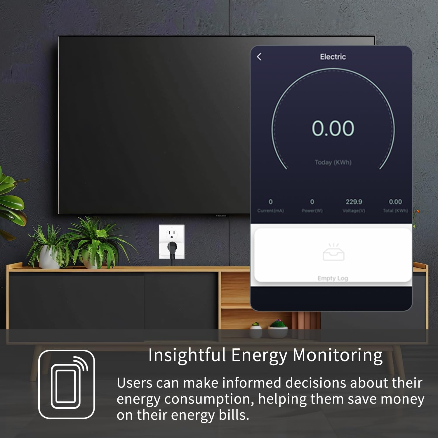 Smart Plug Mini with Energy Monitoring, 2.4G Wi-Fi Outlets Support Alexa, Google Assistant, Smartthings, Tuya Smart Plug, Timer, ETL & FCC Certified,1 Pack