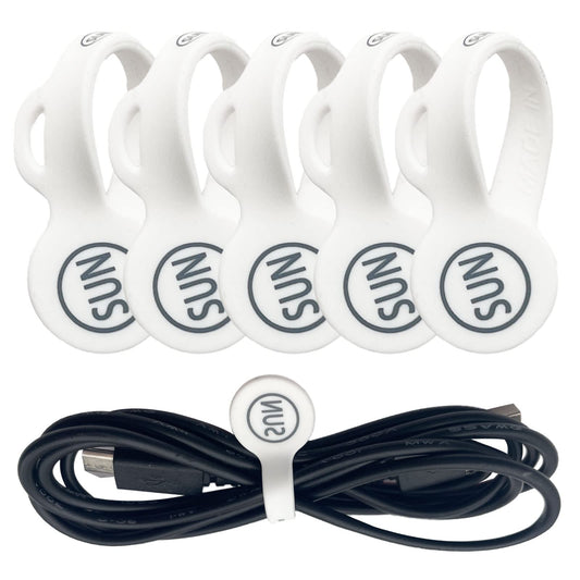 SUNFICON Magnetic Cable Clips Cable Organizers Earbuds Cords Clips Bookmark Whiteboard Noticeboard Fridge Magnets USB Cable Managers Keepers Ties Straps for Home KitchenOfficeSchool5 Pack White