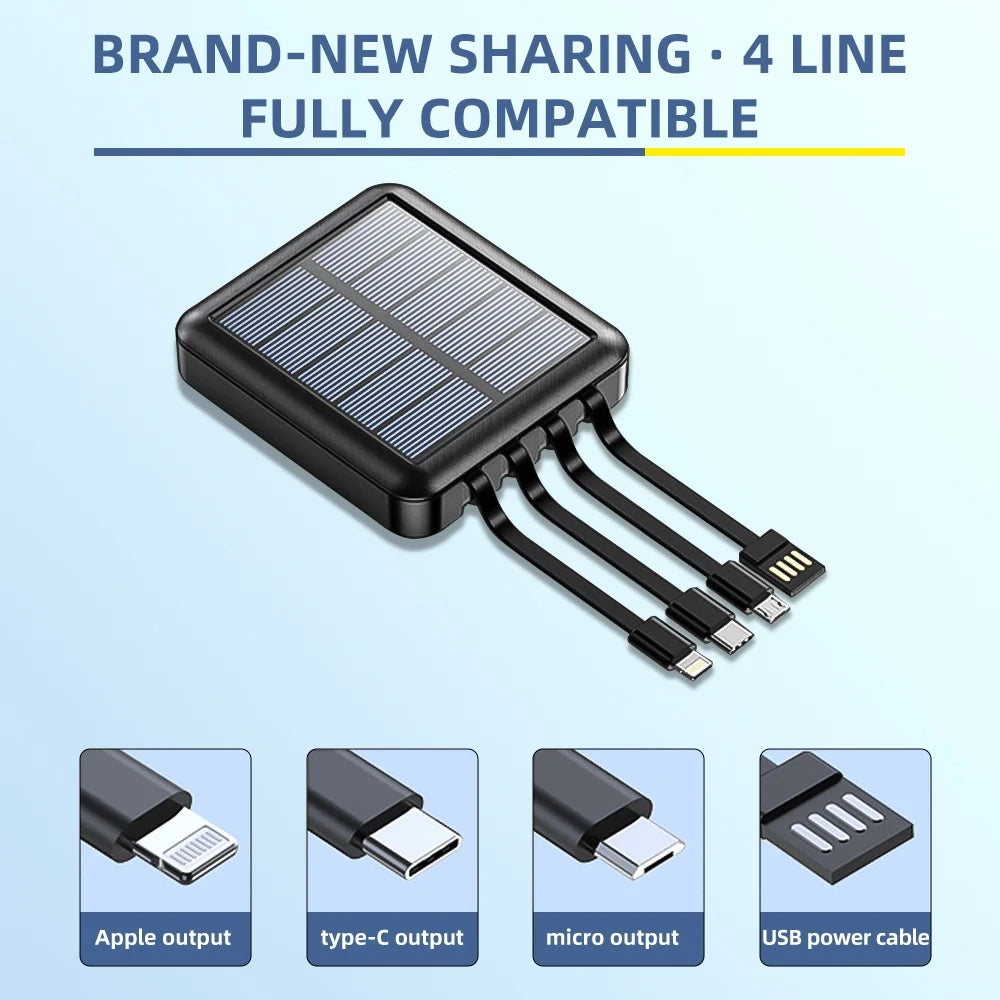 20000Mah Solar Power Bank Waterproof Emergency Solar Charger 4 USB Ports External Charger Power Bank for Cell Phone by ,Black