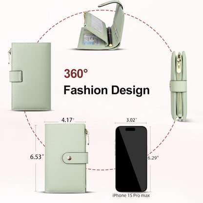 Wallets for Women RFID Blocking Leather Trifold Clutch Wallet Credit Card Holder Ladies Travel Wallet Purse with Pen Holder
