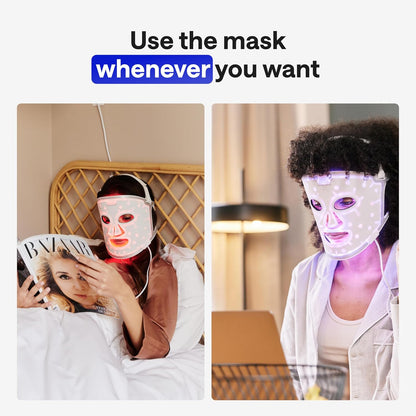 LED Face Mask Light Therapy - Red Light Therapy for Face & Blue Therapy for Skincare Therapy Device