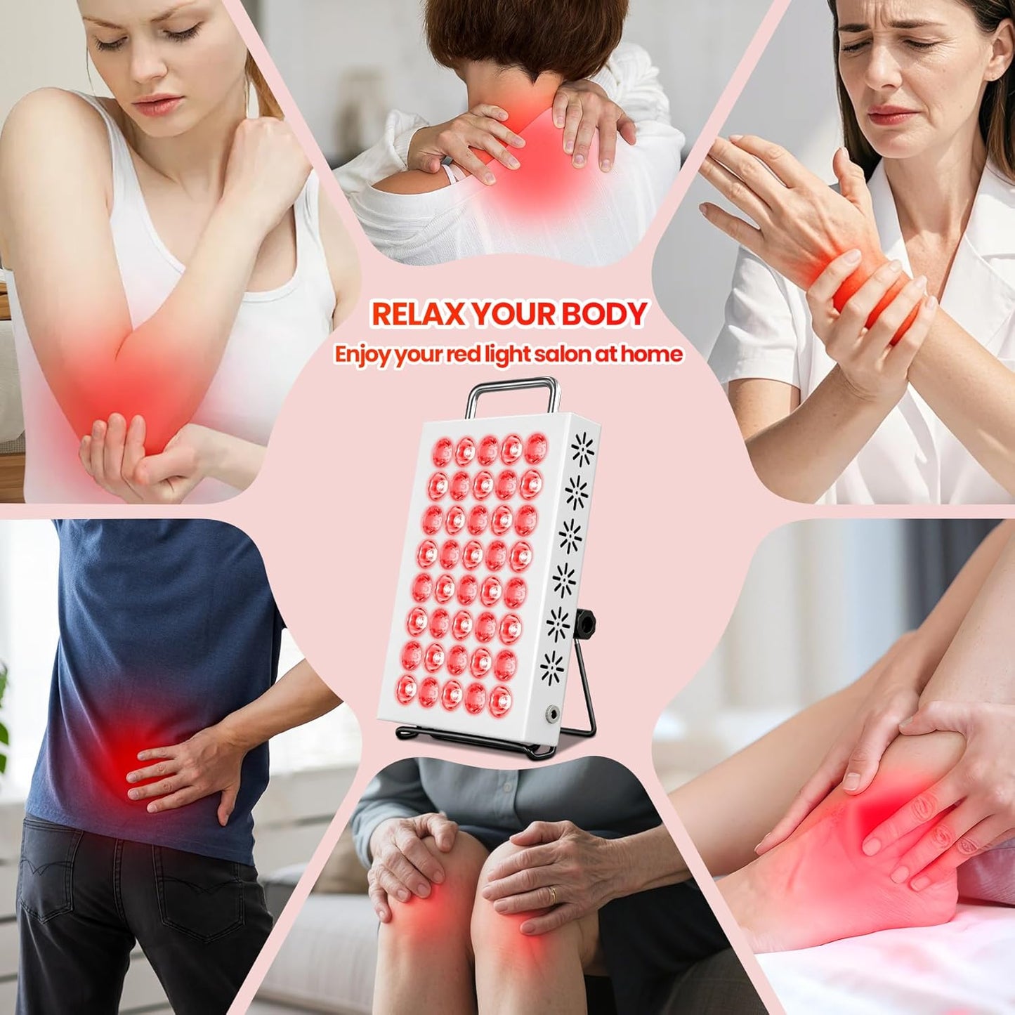Red Light Therapy for Face and Body, 660Nm & 850Nm near Infrared Red Light Therapy Panel with Adjustable Stand, Portable Dual Chip LED Red Light Therapy Lamp with Timer & 5 Brightness Levels