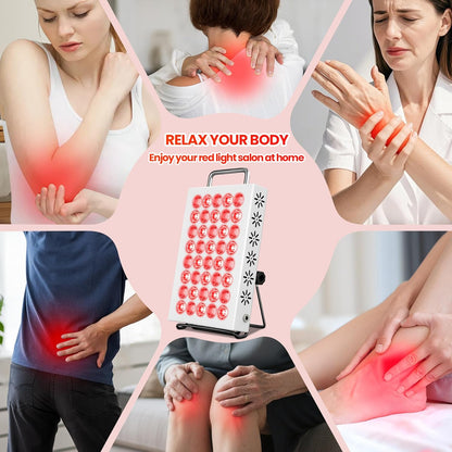 Red Light Therapy for Face and Body, 660Nm & 850Nm near Infrared Red Light Therapy Panel with Adjustable Stand, Portable Dual Chip LED Red Light Therapy Lamp with Timer & 5 Brightness Levels